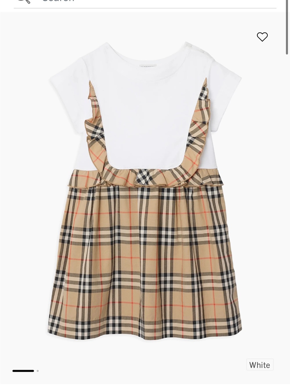 Burberry Beige Check Pinafore Dress with White Top - Kids